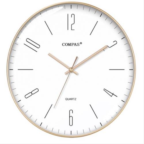 康巴丝（COMPAS）C3219C 挂钟 创意简约钟表薄边挂表 金色