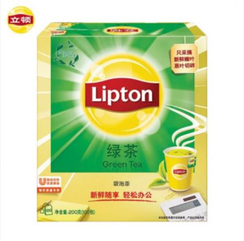立顿绿茶 100包袋泡茶黄牌精选绿茶