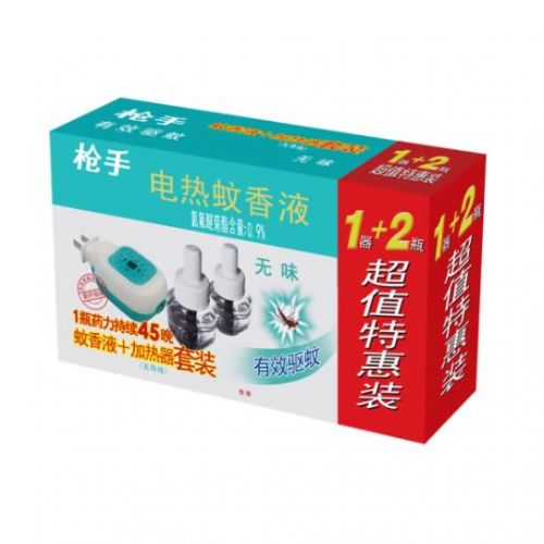 枪手 电热蚊香液套装 无导线 无味 1器+2瓶 无香型 驱蚊液 电蚊香