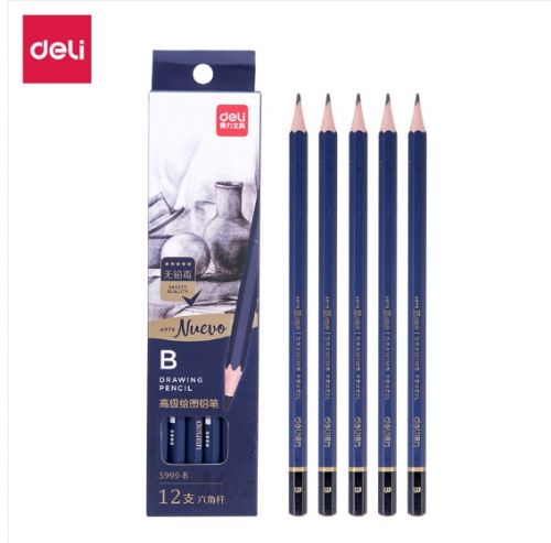 得力S999-B_高级绘图铅笔12支彩盒装B(蓝)(12支/盒)